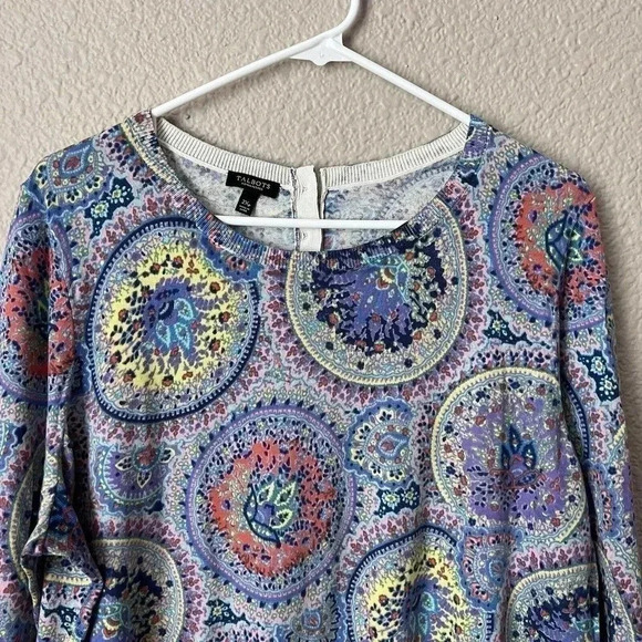 Talbots Womens Multicolor Pullover 3/4 Sleeve Sweater Size 2Xp Button Back - Picture 3 of 12